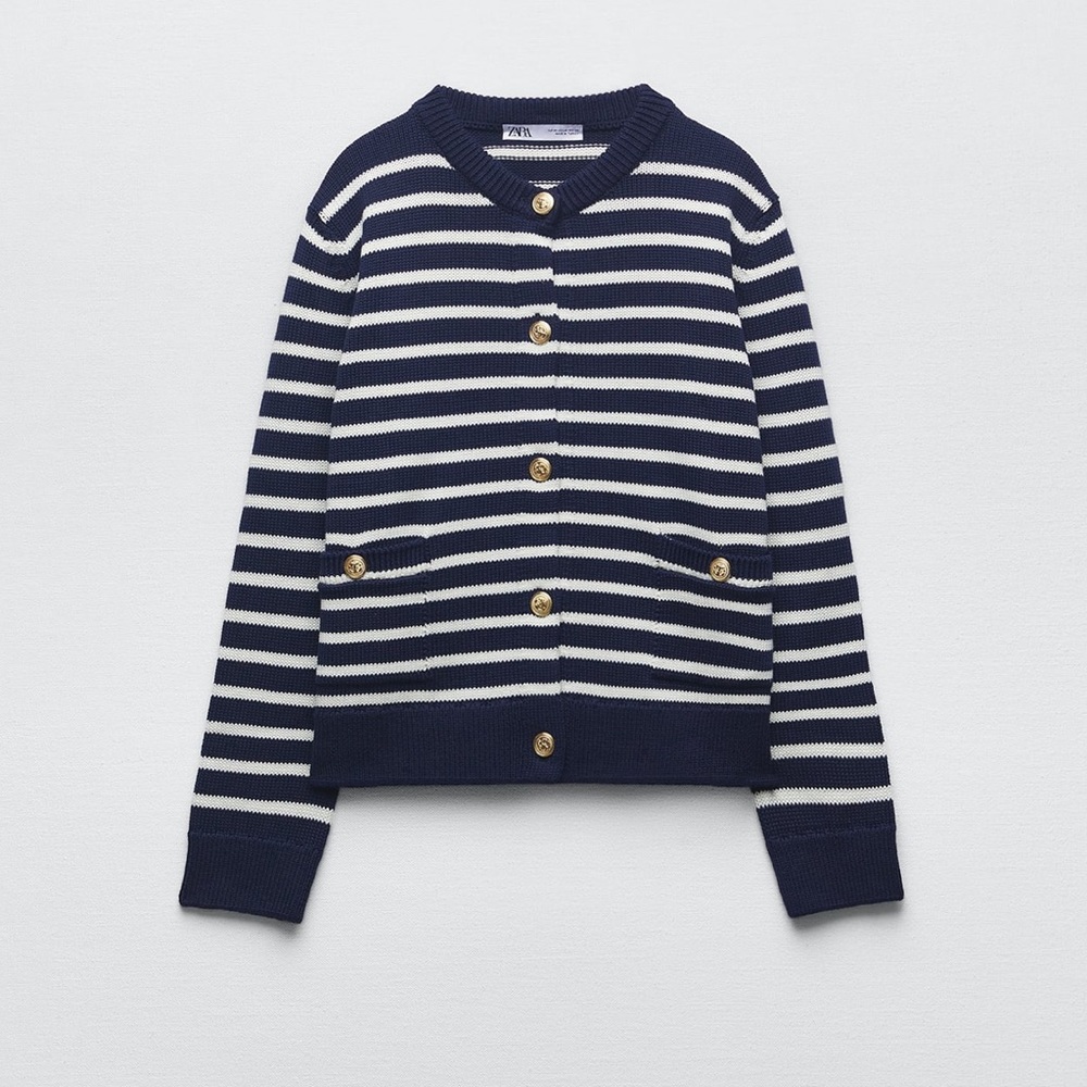 Zara Striped Blue and White Knit Sweater